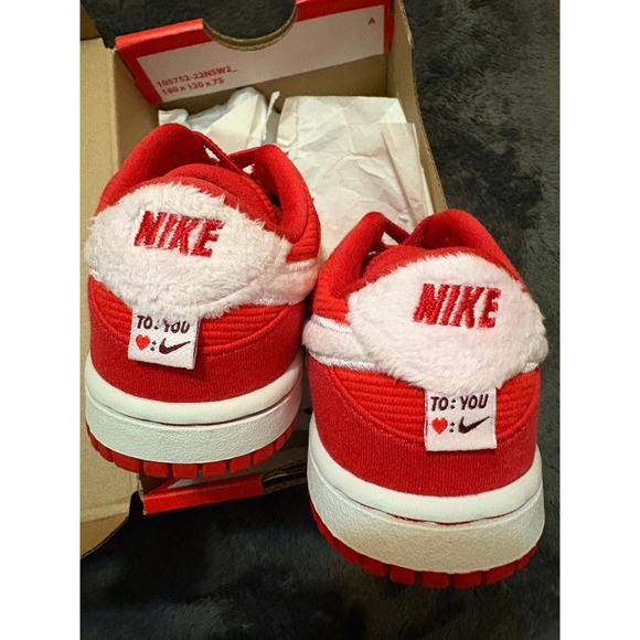 Nike Dunk Low TD Toddler Shoes Red White Swoosh "To You" Heart Sz 6c‎ - Picture 3 of 5